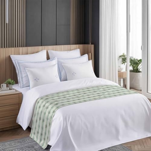 Sage Green Bed Runners for Queen Size Bed - Tropical Botanical Decor with Variation 83x20 inches