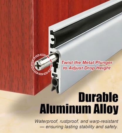Self-Adjusting Aluminum Door Sweeper 31in/78.7cm Right Side Automatic Seal