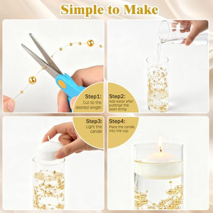 Gold Floating Beads for Centerpieces and Vase Decor - 36Pcs 100.4FT