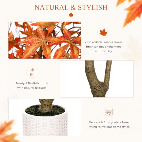 Artificial Maple Tree 7FT Fall Tree with Pot - Orange Autumn Decoration