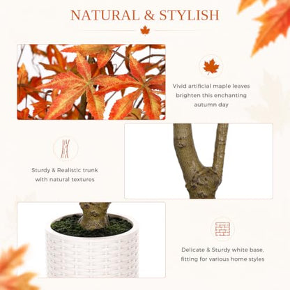 Artificial Maple Tree 7FT Fall Tree with Pot - Orange Autumn Decoration