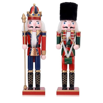 Christmas Nutcracker King & Soldier Figures Set - Wooden Holiday Decor