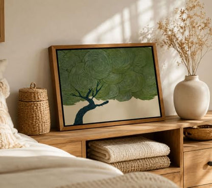 Bonsai Tree Wall Art Canvas - Framed Japanese Zen Decor, 10 x 8 Inches