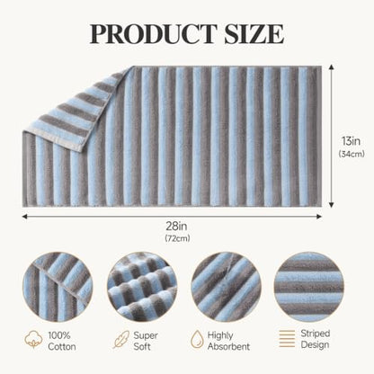 Ecolook Blue Striped Hand Towels for Bathroom & Kitchen 2-Pack