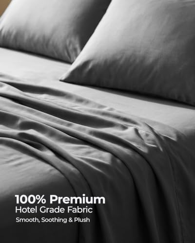 Queen Sheet Set - Pack of 2 Deep Pocket Microfiber Bed Sheets - Dark Grey