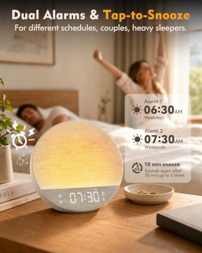 Sunrise Alarm Clock with Sound Machine Bluetooth Speaker Remote Putty