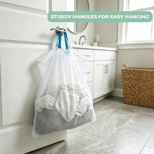 Extra Large Mesh Laundry Bag with Zipper - Heavy Duty Washable Hamper Liner