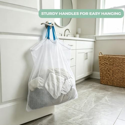 Extra Large Mesh Laundry Bag with Zipper - Heavy Duty Washable Hamper Liner