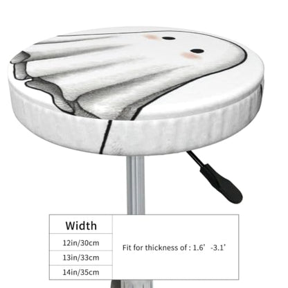 White Ghost Minimalist Bar Stool Cover - Stretchable, No-Slip Fit, 12-14 Inch Sizes