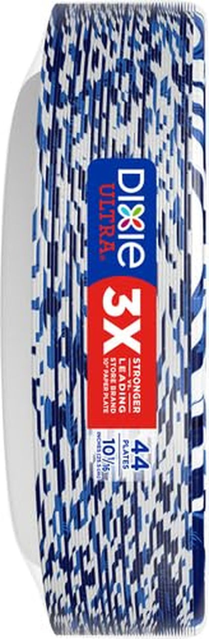 Dixie Paper Plates, 10 Inch, 44 Count | 3X Stronger | Heavy Duty | Microwave-Safe | Soak-Proof