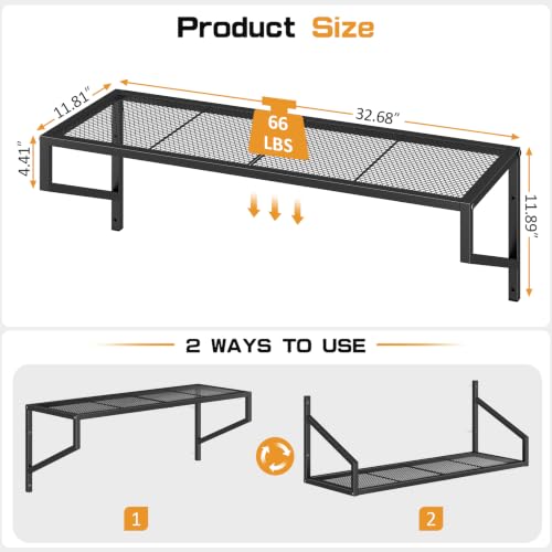 ThreeHio 3 Pack Heavy Duty Wall Mount Garage Shelves - Tool & Storage Racks