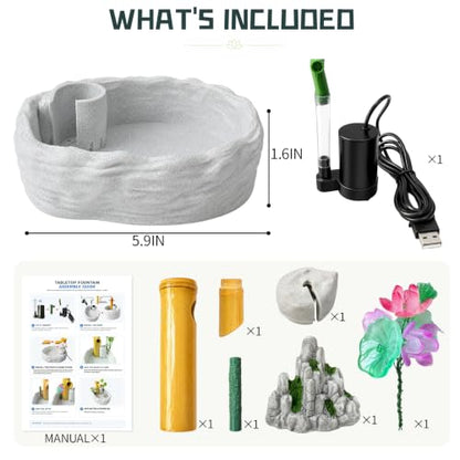 Mini Zen Garden Water Fountain for Desk Indoor Waterfall Decor