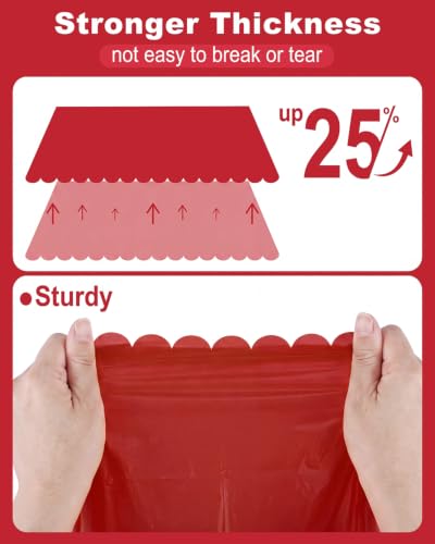 Red Plastic Tablecloth 3 Pack - Scalloped Waterproof Disposable Party Cover