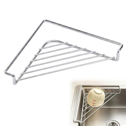 Stainless Steel Corner Sink Shelf with Triangular Wire Rack - Drainage Organizer