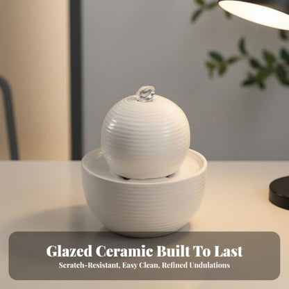 Compact Tabletop Water Fountain with Circulating Water and LED Color Change