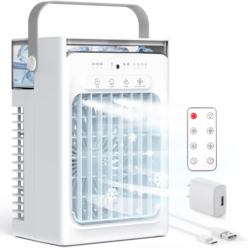 Portable Evaporative Air Cooler with 1000ml Tank Remote USB 4 Speeds 2 Mist Modes