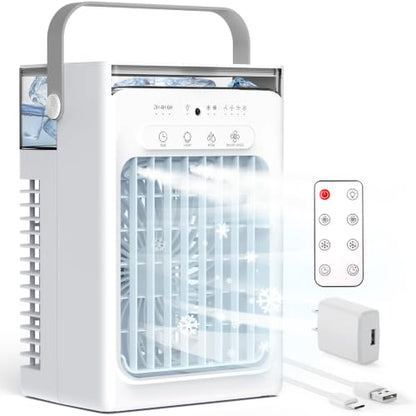 Portable Evaporative Air Cooler with 1000ml Tank Remote USB 4 Speeds 2 Mist Modes
