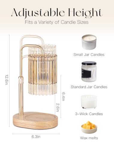 Amber Housewarming Gift Set with Scented Candle and Candle Warmer Lamp - Gold