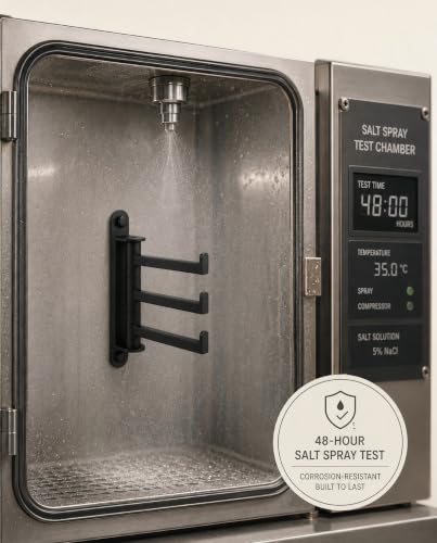 Wall Mount Swivel Hook with 3 Arms - Matte Black Stainless Steel, 25Lb Support