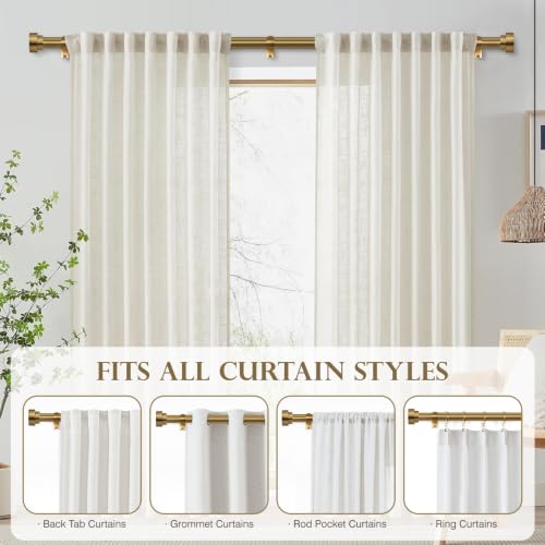 Brushed Brass Curtain Rod 32-88 Inch Heavy Duty Adjustable Drapery Pole with Finials