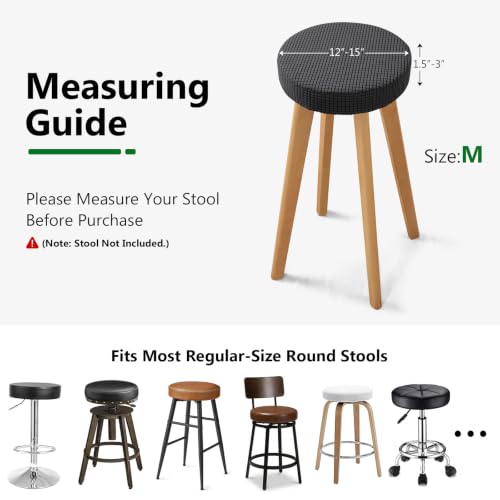 YISUN Waterproof Round Bar Stool Cover 12-15 Inch Black A01 / M - 2 Pack