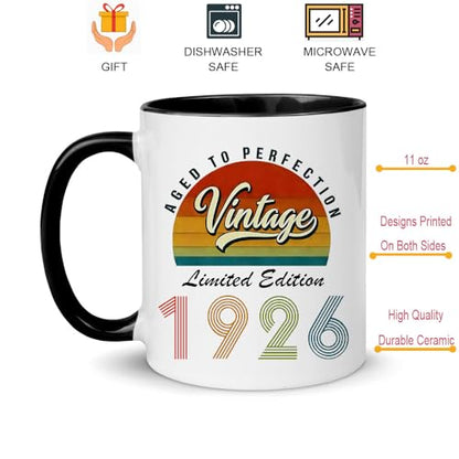 Vintage 1926 Ceramic Coffee Mug 11oz - 100th Birthday Gift for Men Women