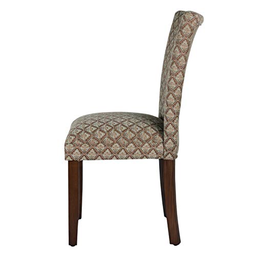 HomePop Parsons Dining Chair - Blue & Brown Damask, Single Pack - Classic Modern Accent