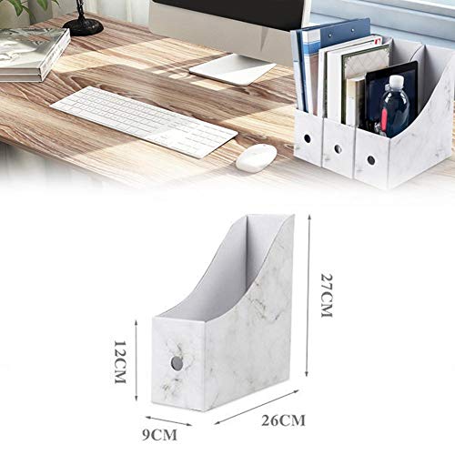 Waterproof Cardboard Magazine Holder with Marble Pattern - Desk Organizer Storage Box