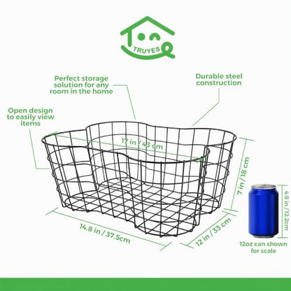 Bone-Shaped Metal Dog Toy Basket - Black, 17x13x7 Inches