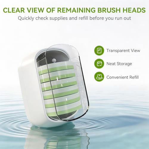 Disposable Toilet Brush Holder with 24 Pre-Loaded Refills - Space-Saving Wall Mount