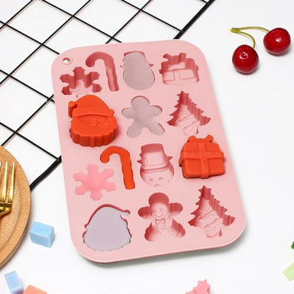 Christmas Silicone Molds Set - Tree, Santa, Gingerbread, Candy - 3pcs