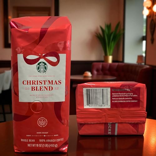 Starbucks Christmas Blend Whole Bean Coffee 16oz - Dark Roast, Spiced Chocolate & Spruce Notes, Limited Holiday Edition