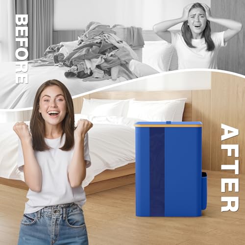 BlissTotes Laundry Basket with Lid, 100L Clothes Laundry Hamper with Handles and Removable Laundry Bag, Breathable Design Hamper with Lid for Bedroom, Bathroom, Dorm, Laundry Room - Beige