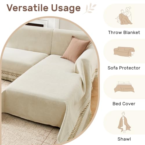L Shaped Sectional Couch Cover Wheat Pattern XL Khaki 71x110 + 71x118