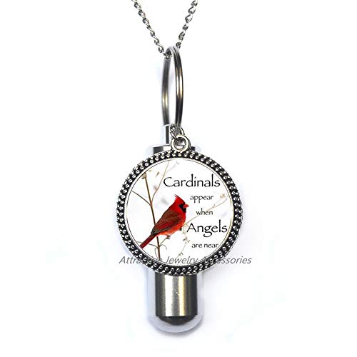 Red Cardinal Bird Jewelry Urn Necklace Memorial Cremation Pendant Christmas