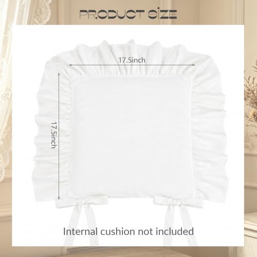 2 Pack Ruffle Chair Cushion Covers 17.5 x 17.5 Inches Cotton Vintage Style