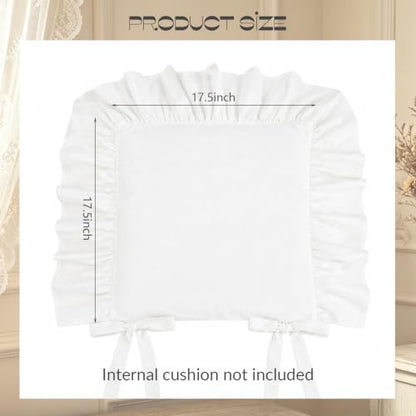 2 Pack Ruffle Chair Cushion Covers 17.5 x 17.5 Inches Cotton Vintage Style