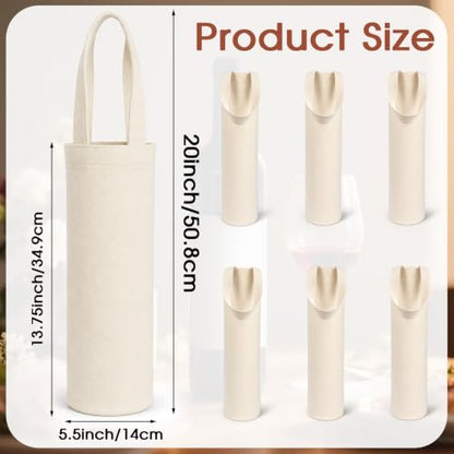 24 Pack Canvas Wine Bags with Handles - 20 Inch White Reusable Gift Tote