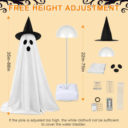Outdoor Ghost Halloween Decorations Set with LED Lights and Adjustable Height
