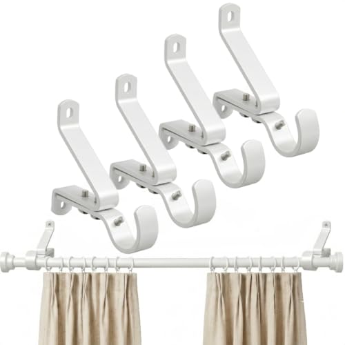 Heavy Duty Adjustable Curtain Rod Brackets 30LB Support White 4 Pack