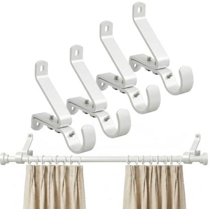 Heavy Duty Adjustable Curtain Rod Brackets 30LB Support White 4 Pack