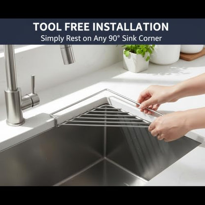 Corner Sink Drying Rack - Triangle Stainless Steel Sink Shelf - 1 Pack