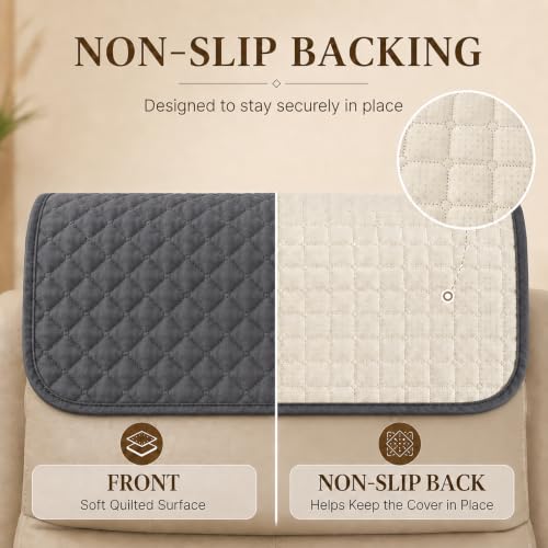 Coffee Headrest Cover for Recliners - Washable Quilted Furniture Protector