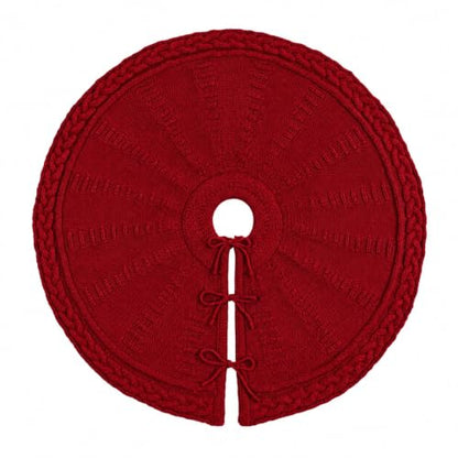 Braided Cable Knit Christmas Tree Skirt - Small Neutral Holiday Decor