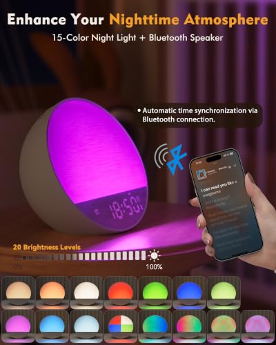 Sunrise Alarm Clock with Sound Machine Bluetooth Speaker Remote Putty
