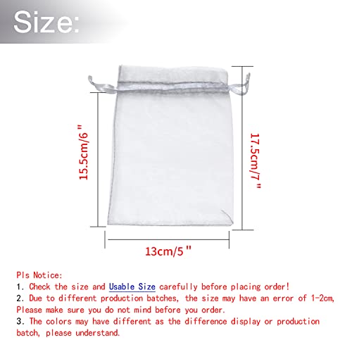 100Pcs Sheer Organza Bags 5x7 Inch Gray Jewelry Gift Bags for Weddings