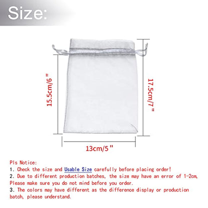 100Pcs Sheer Organza Bags 5x7 Inch Gray Jewelry Gift Bags for Weddings