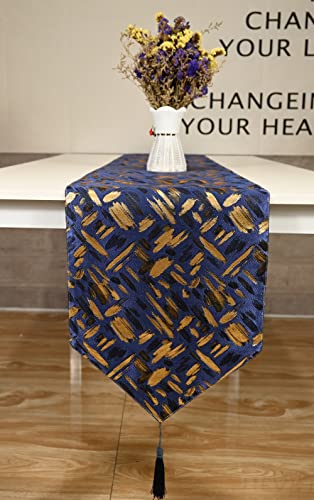 Multi-Size Glittering Colorful Jacquard Fall Table Runner 13 x 90 Inches - Blue Variation