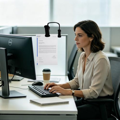 Clip On Document Holder 1pcs, Adjustable Gooseneck Paper Stand for Laptop & Monitor