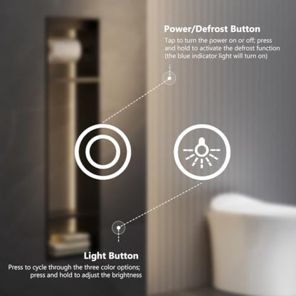 White LED Bathroom Vanity Mirror 20x28 Anti-Fog with Lights - NEWBULIG